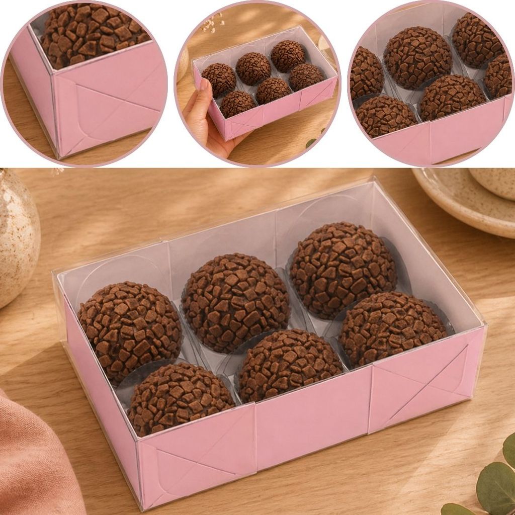 10~50 CAIXA P/ 06 DOCES C/ VISOR ROSA 5746 (IDEIA) CHOCO
