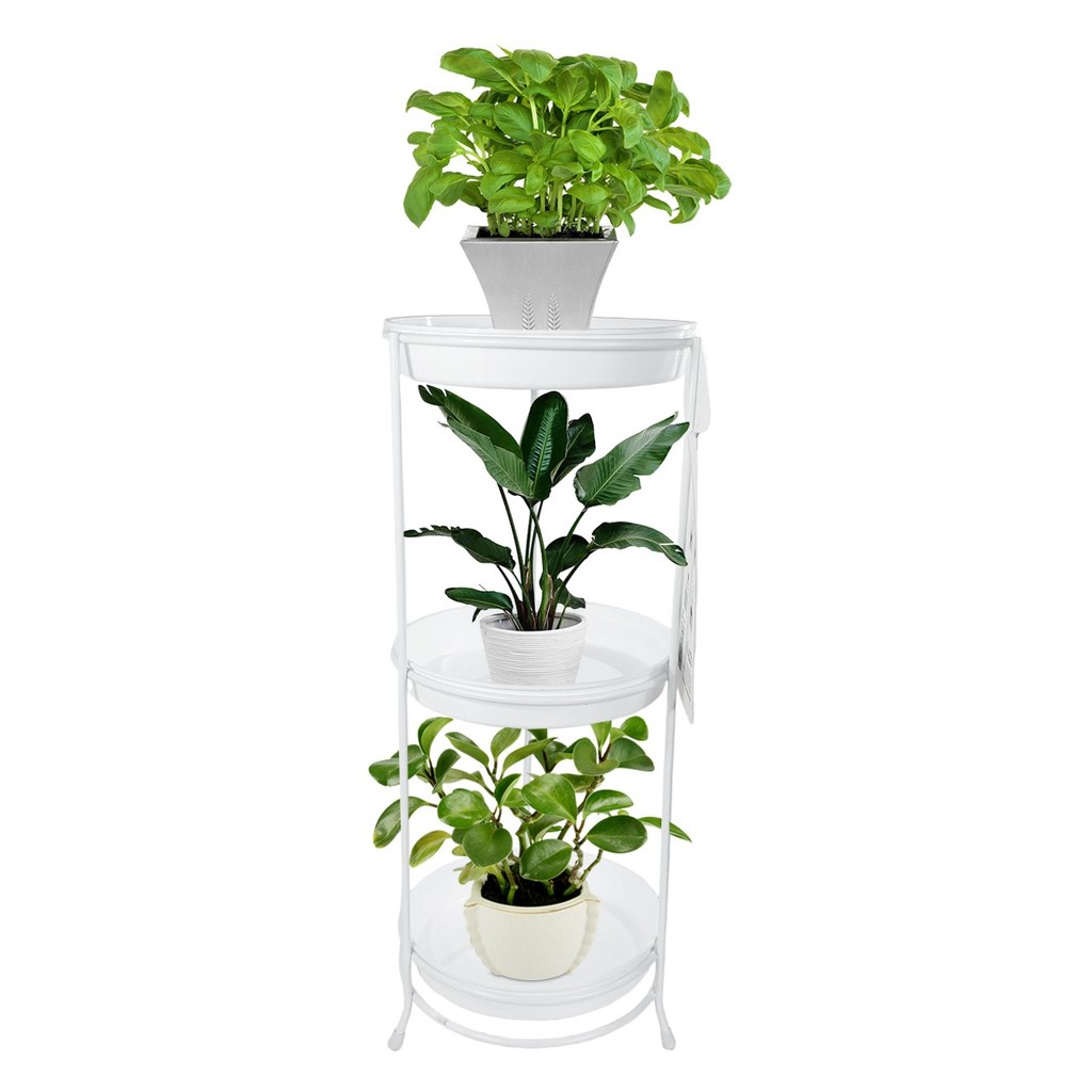 Suporte Aramado Branco para Vasos de Plantas 3 Bandejas Floreira Azzo