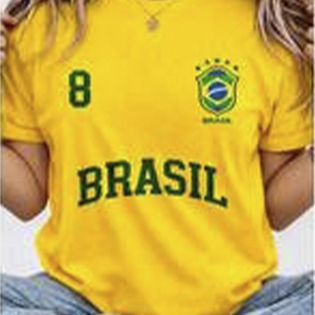 Detalhes do Tshirt Feminina 8 Brasil - Camisa Copa Do Mundo Unissex 100% Algodão Plus Size