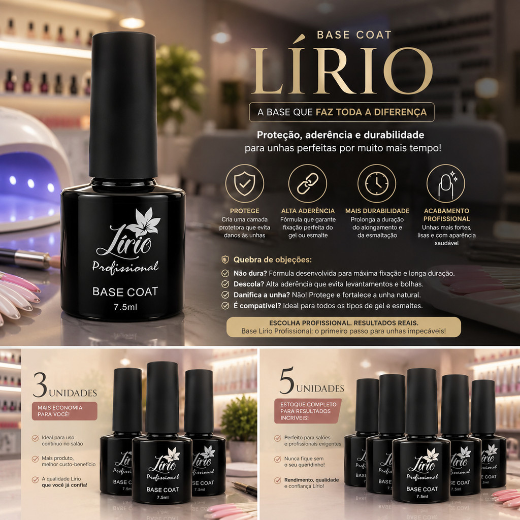 Base coat lirio Gel Base Coat Seca Na Cabine Lirio Unhas Acrigel Fibra Primer led uv