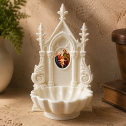 Pia Porta Água Benta Catedral Santos Catolicos Parede Mesa Decorativo Oração
