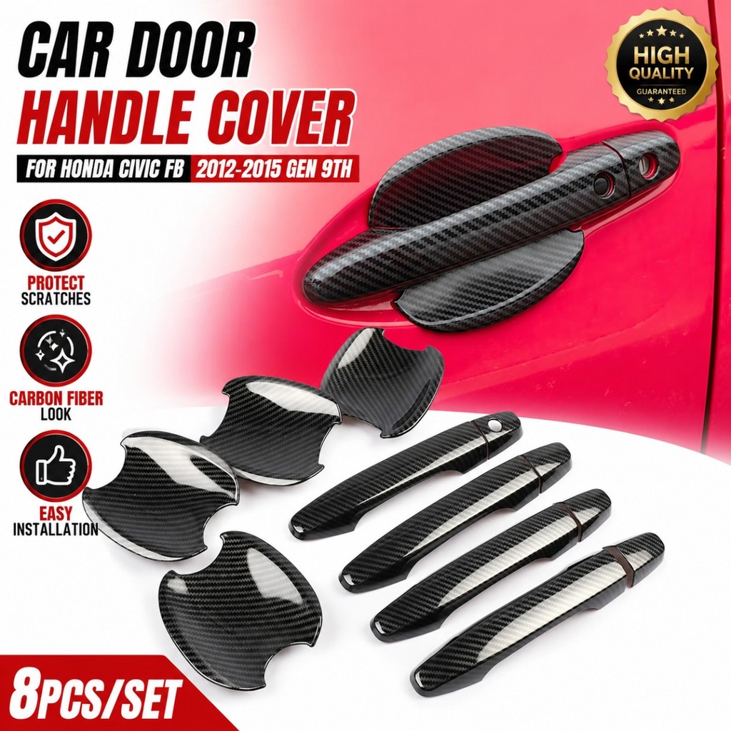 Para Honda Civic FB G9 2012-2015 Fibra De Carbono Maçaneta Da Porta Capa Tigela Moldura Guarnição ABS Estilo Exterior Ad
