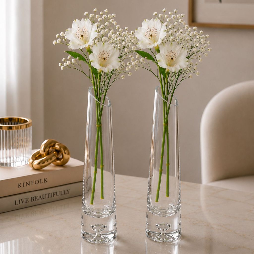Kit 2 Vasos Solitário de Vidro Decorativo 17,5x4,5cm 26743 - Vencedor