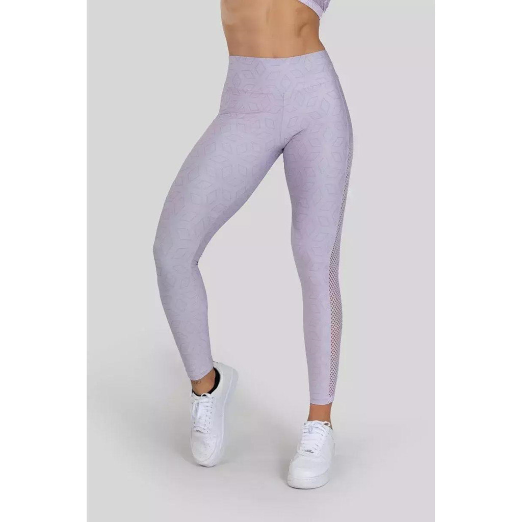 Calça Legging com Tela Lateral Estampa Digital (Lilac Screen) | Ref: K3025-C