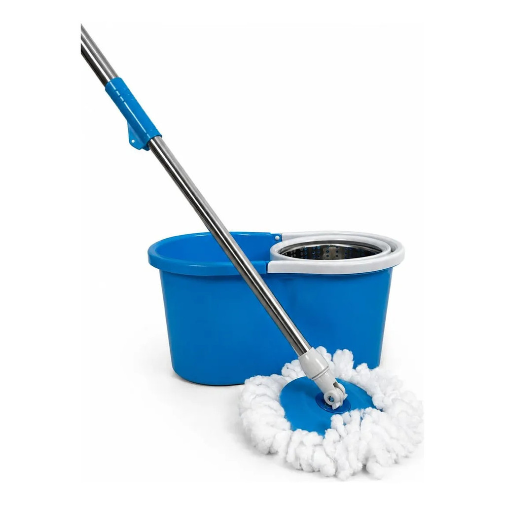 Mop Giratório 360° Balde Inox Esfregão Cabo 1,10m + Refil