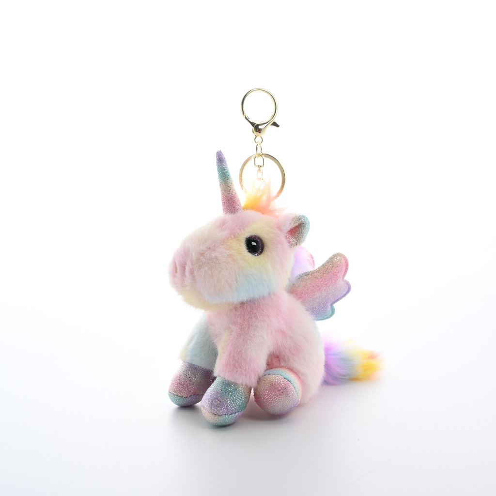 Além de boneca de pelúcia fantasma arco-íris asas de anjo longo macio arco-íris novo estilo chaveiro pingente
