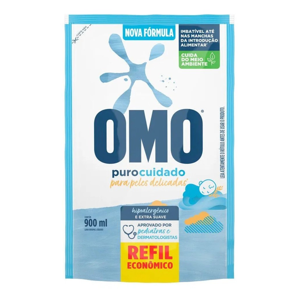 Lava Roupas Omo Puro Cuidado  900ml