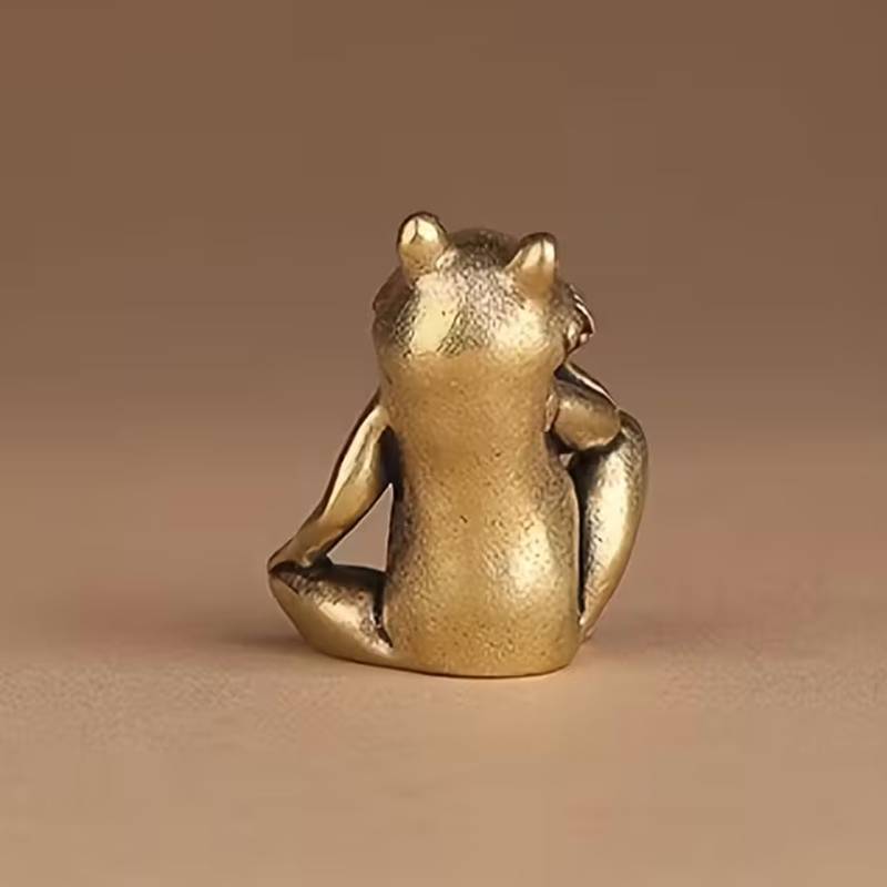 Idealistas Vintage Latão Sapo Estátua Decoração Encantador Concurso Pose Ornamento De Mesa Chá Pet Estatueta De Escritór