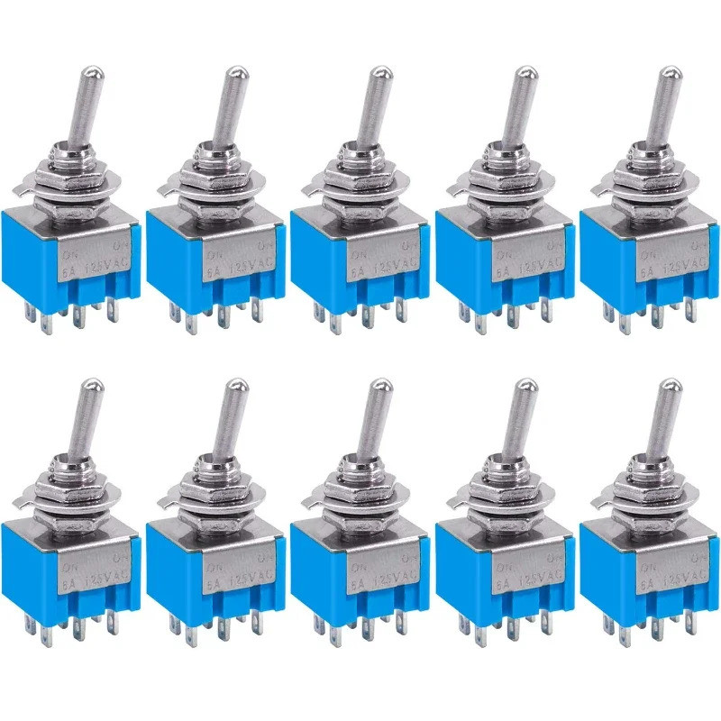 10/20pcs MTS-202-203 Interruptor De Alternância 6A 125V AC Ligado Em SPDT 6 Pinos Mini DPDT ON OFF/Com Tampa À Prova D'á
