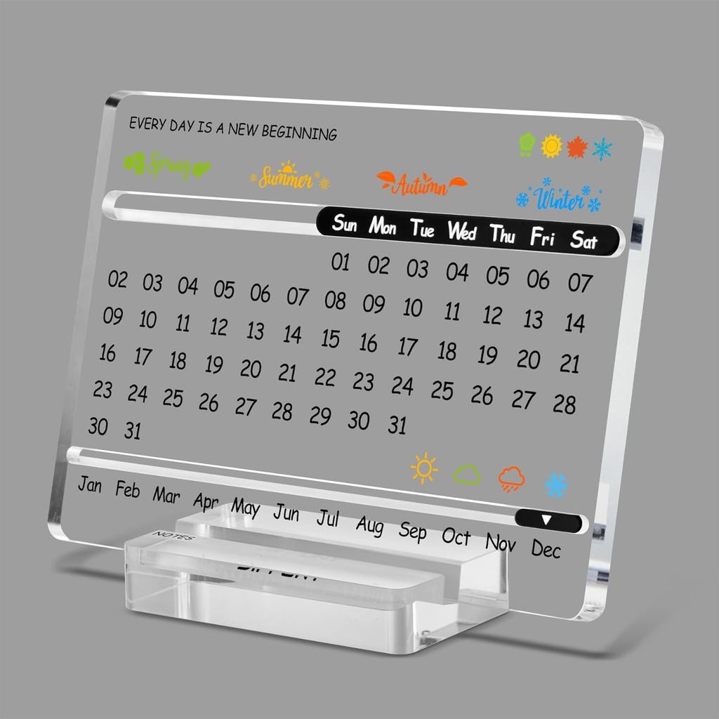 Calendário Perpétuo de Acrílico para Mesa – Decoração de Escritório Moderna e Bonita & Presentes de Escritório para Cole