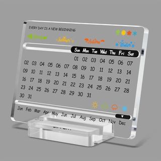 Calendário Perpétuo de Acrílico para Mesa – Decoração de Escritório Moderna e Bonita & Presentes de Escritório para Cole