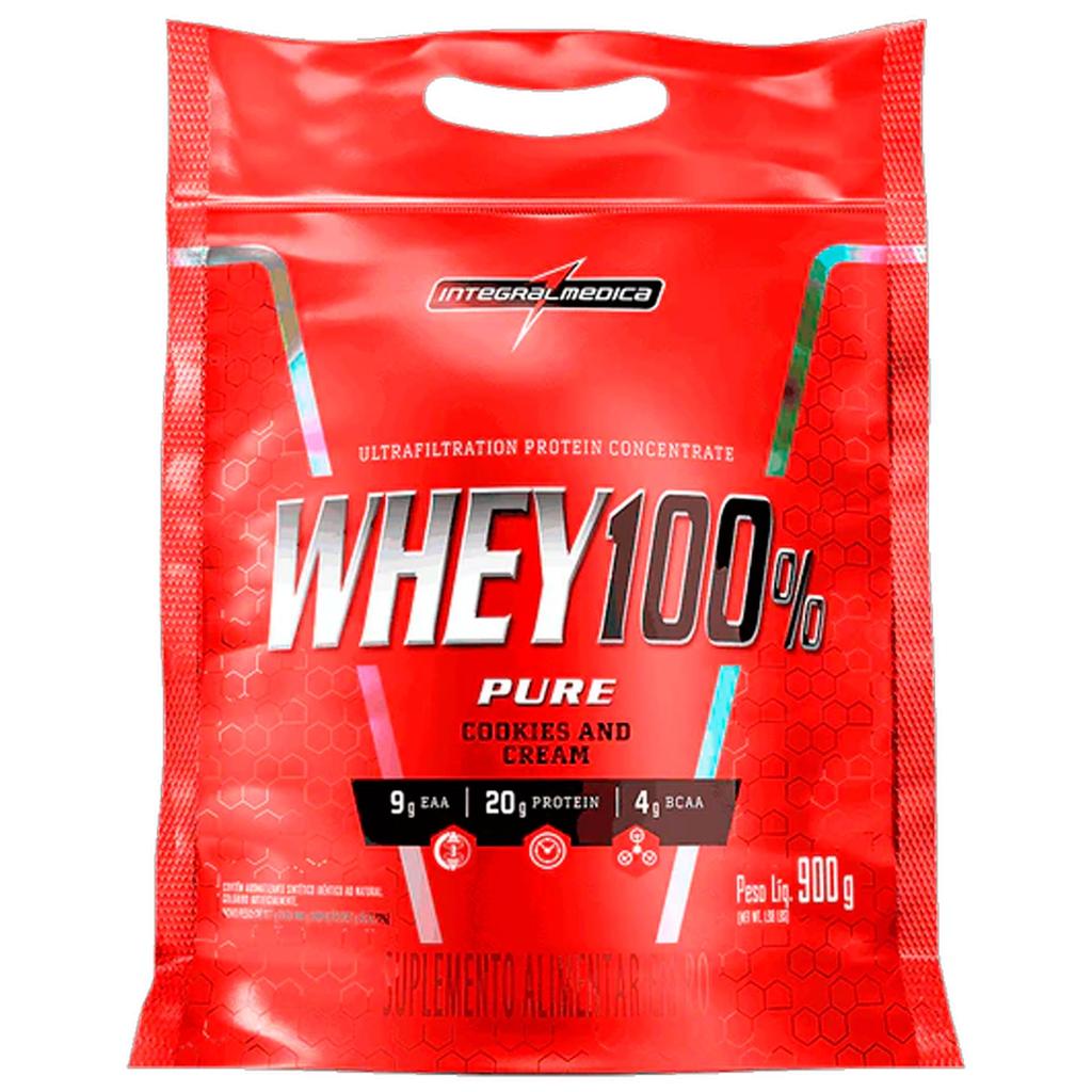 Whey Protein 100% Pure Cookies And Cream 900g Integralmédica Concentrado Pouch