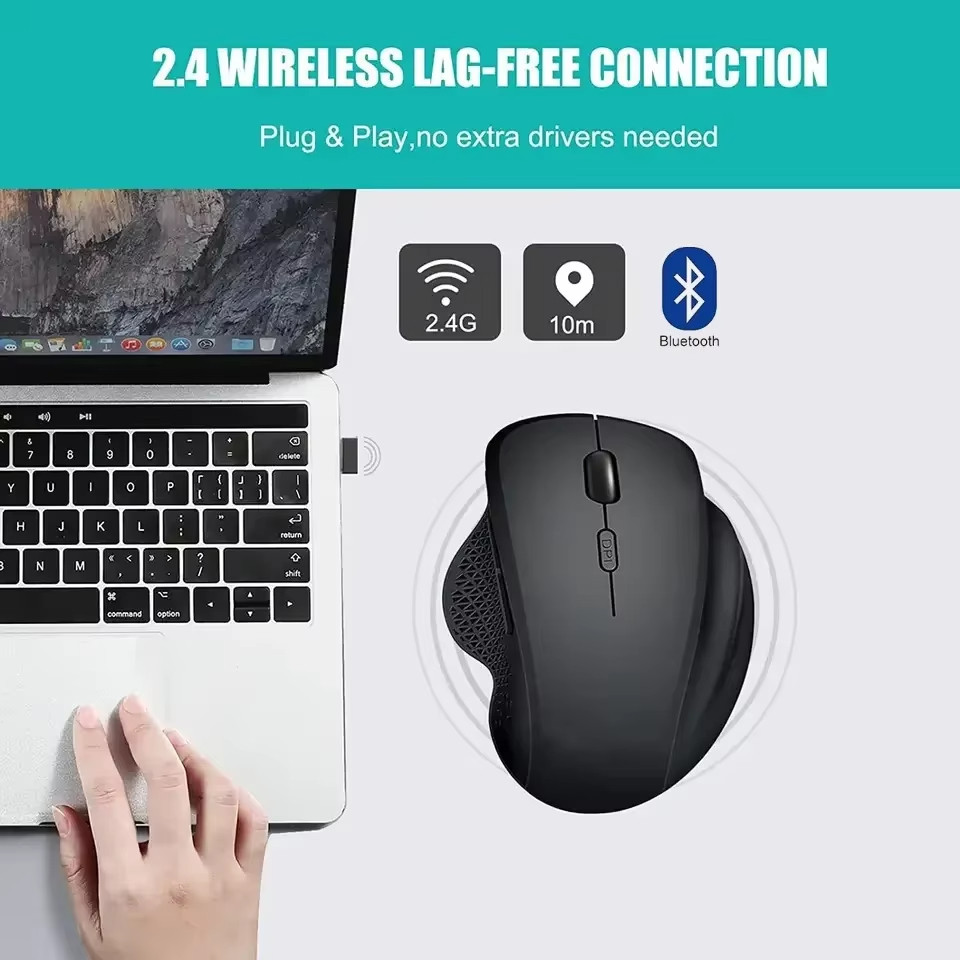 Mouse ergonômico para mão direita recarregável/bateria AA opcional com certificação CE Plug and Play