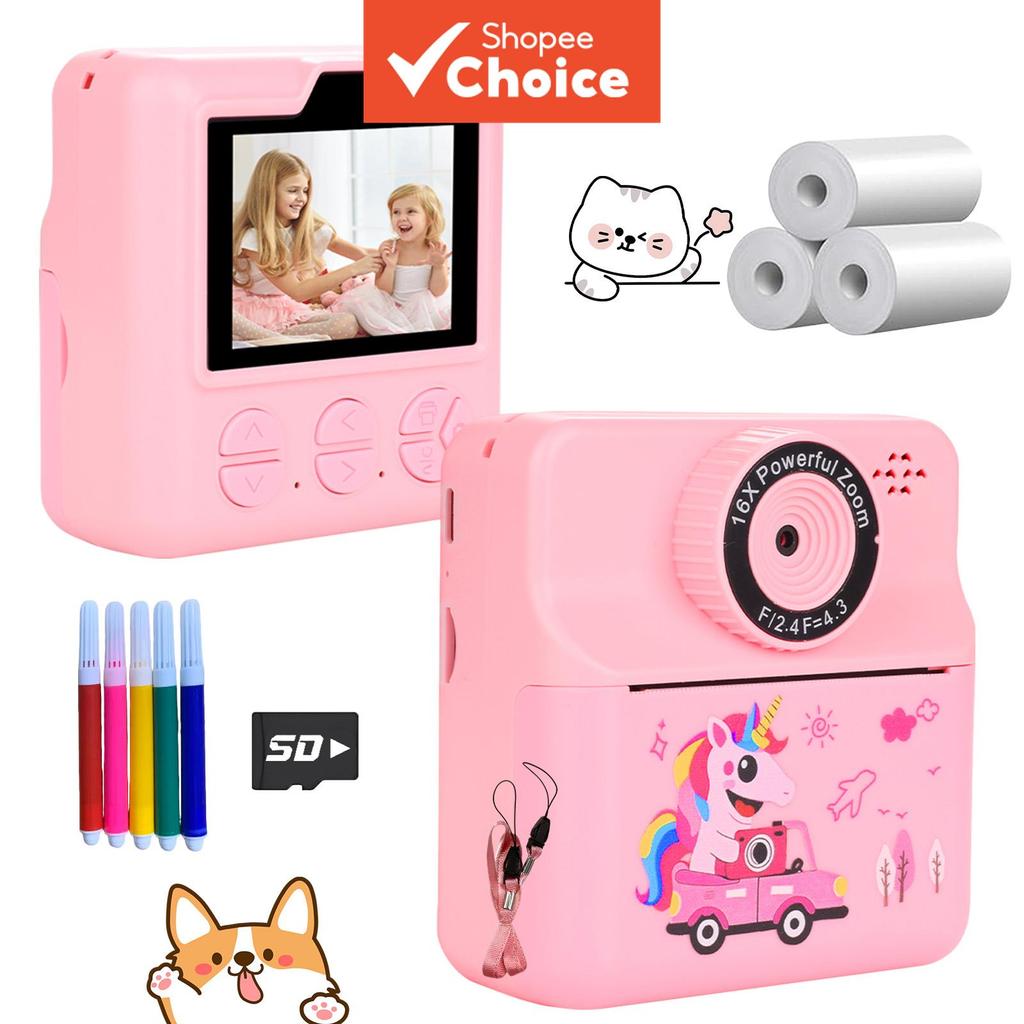 Mini Câmera Digital 1080P Gravador De Vídeo Concha Fofa 3 Rolos De Papel Natal Para Crianças