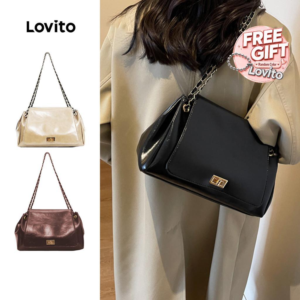 Lovito Bolsa de Ombro Elegante com Fivela de Metal para mulheres LFA98164