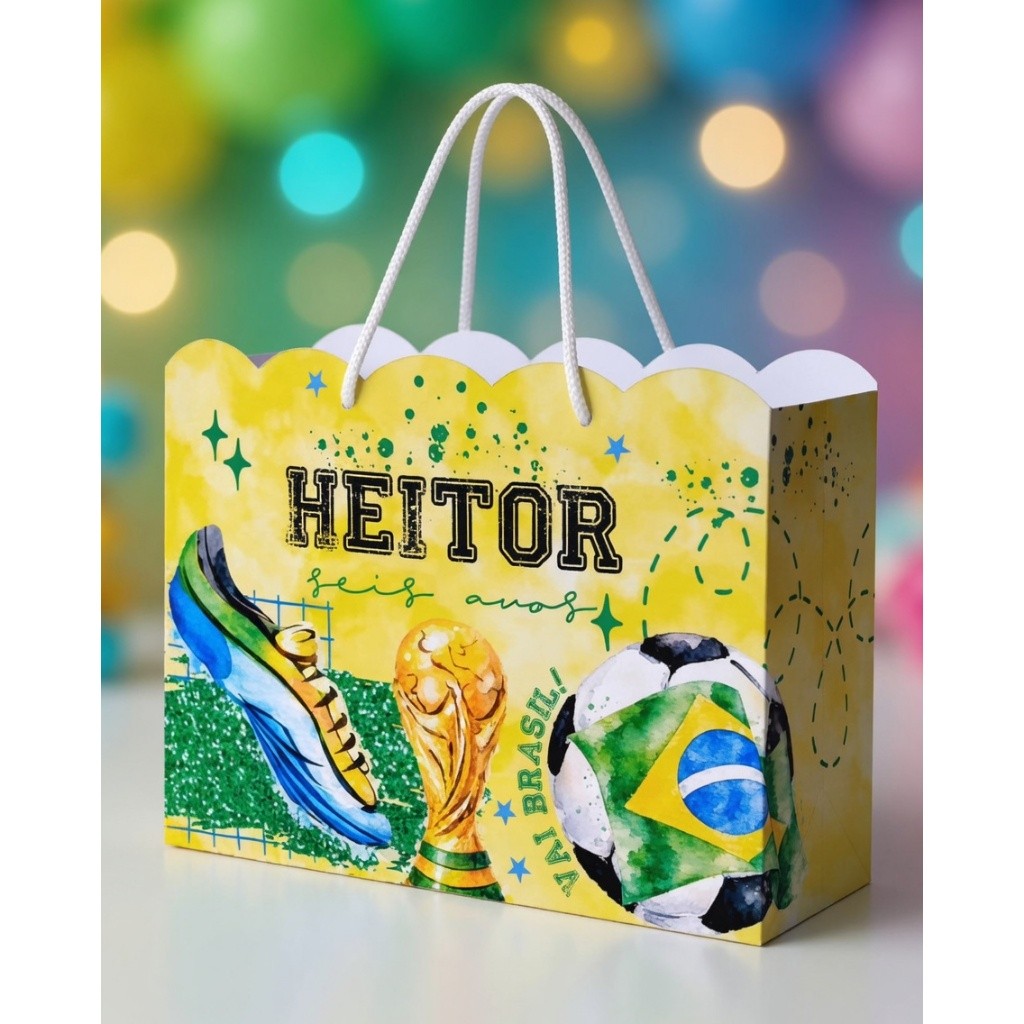 Sacolinha Personalizada Brasil| Copa do Mundo | Lembrancinha | PEGUE E MONTE | Mimos | Aniversário Brasil Futebol