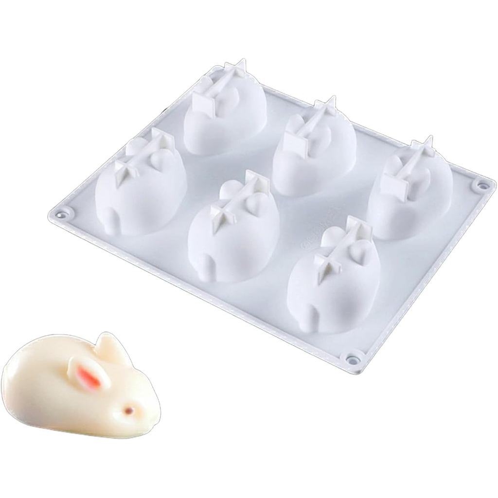 Moldes de Silicone 3D de Coelho para Mousse, Molde de Coelho da Páscoa para Bolo, Mousse, Gelatina, Pudim, Formas para C