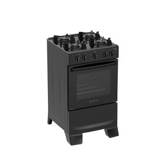 Fogão de Piso 4 Bocas a Gás Atlas Mônaco Lustro Mesa Esmaltada Automático Preto Bivolt