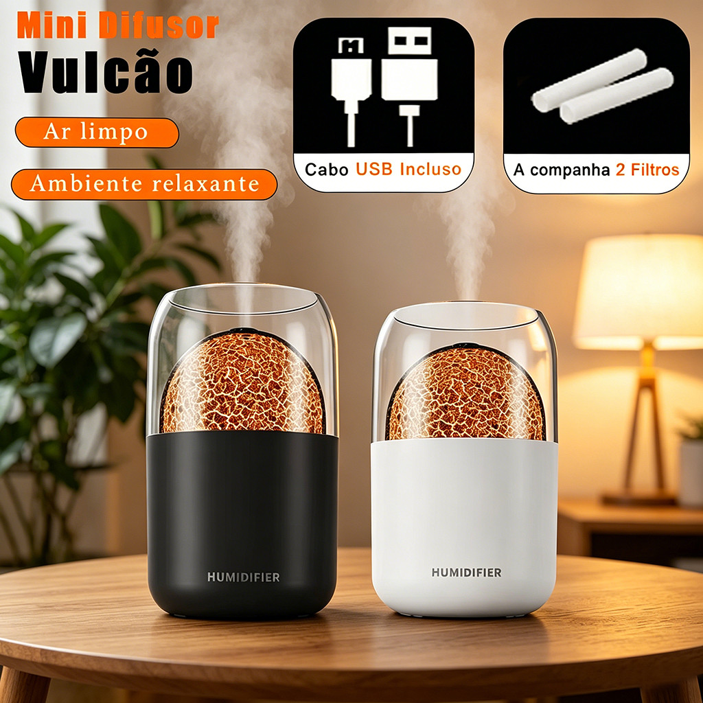 Mini Umidificador de Ar USB 300ml Difusor Aromatizador Portátil Planeta LED Decoração
