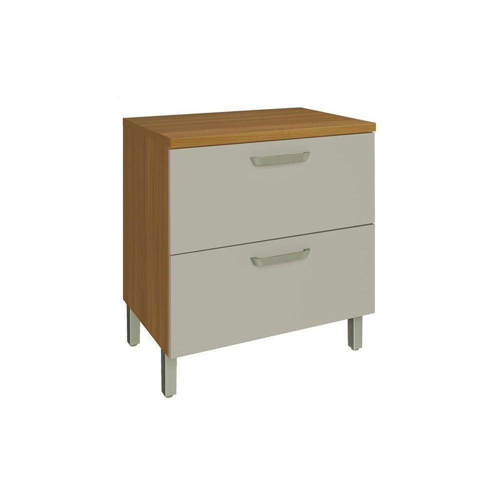 Balcão de Cozinha Princesa 1 Porta Basculante e 1 Gaveta c/ Tampo 80cm Freijo/Off White - Nesher
