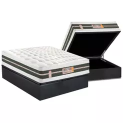 Cama Box Baú Casal: Colchão Molas Ensacadas Castor Pocket Silver Star Air Max 3D + Base CRC Suede Gray(138x188)