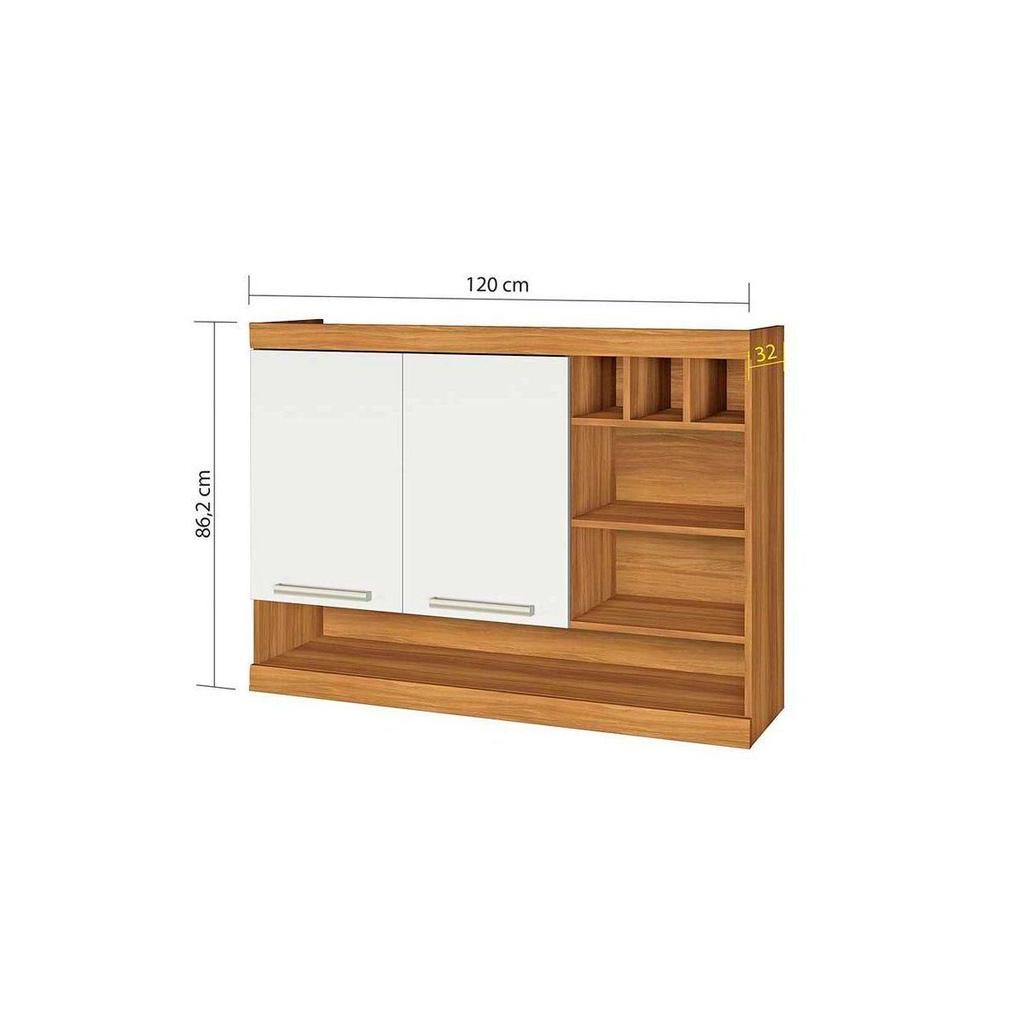 Cozinha Completa Burguesa Premium 4 Peças (2Aéreos+2Balcões) C4P16 Freijó/Branco - Nesher