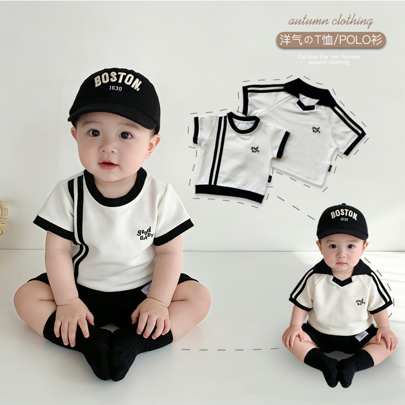 Infantil crianças contraste cor de manga curta camiseta POLO meninos meninas bebê listrado Casual respirável topo verão 