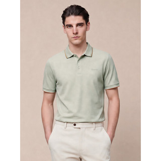 Aojia contém camisa polo alta de seda amoreira 2026 verão novo estilo Slim-fit lapela camiseta de manga curta masculina