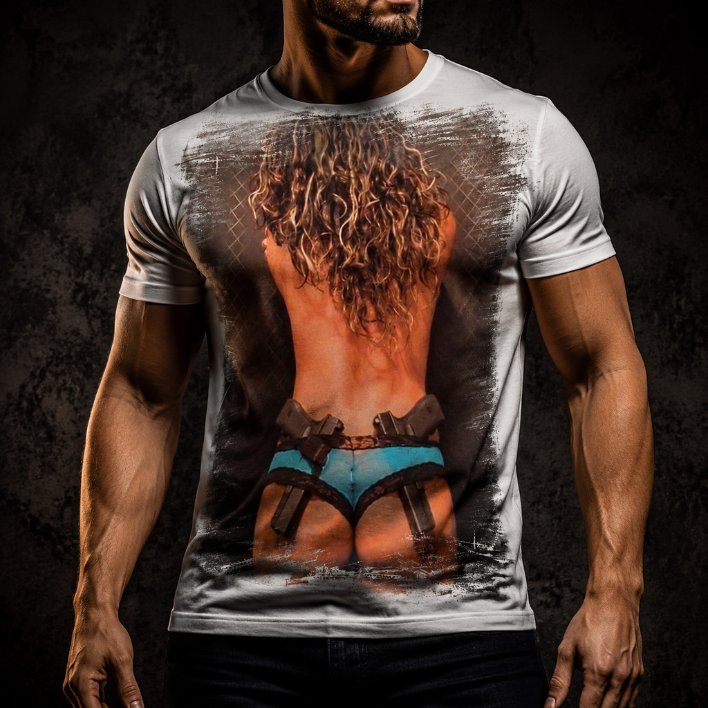 Camisa Camiseta Mulher Nua com Armas 1