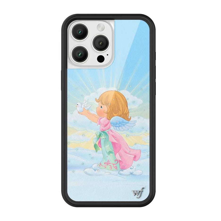 Momentos Preciosos Anjo WF WildFlower Caso De Telefone Para iPhone 12 13 14 15 16 17 Pro Max Plus Ar , Caixa Leve E Bril