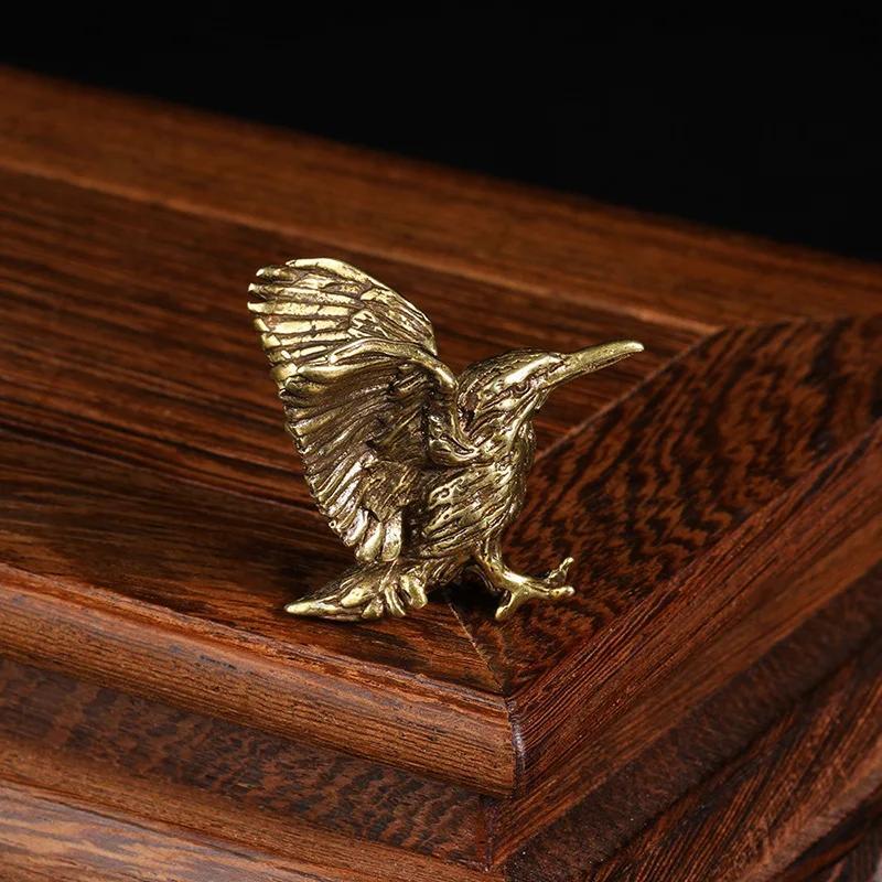 Asa Aberta De Bronze Mini Águia Pássaro Arte Decoração Do Escritório Estátua De Buda Escultura Presente Casa Sala Estar