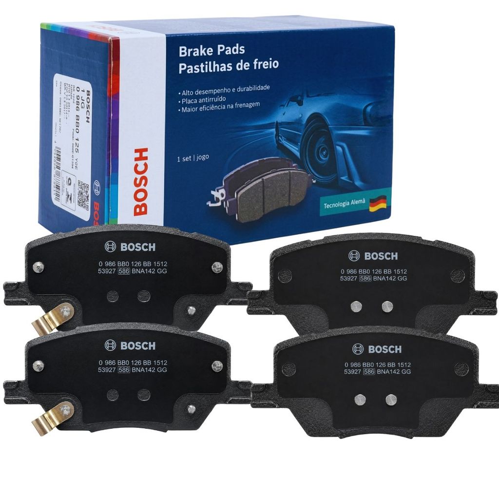 JOGO PASTILHA DE FREIO A DISCO DIANTEIRO ORIGINAL BOSCH FIAT TORO JEEP RENEGADE COMPASS E RAM