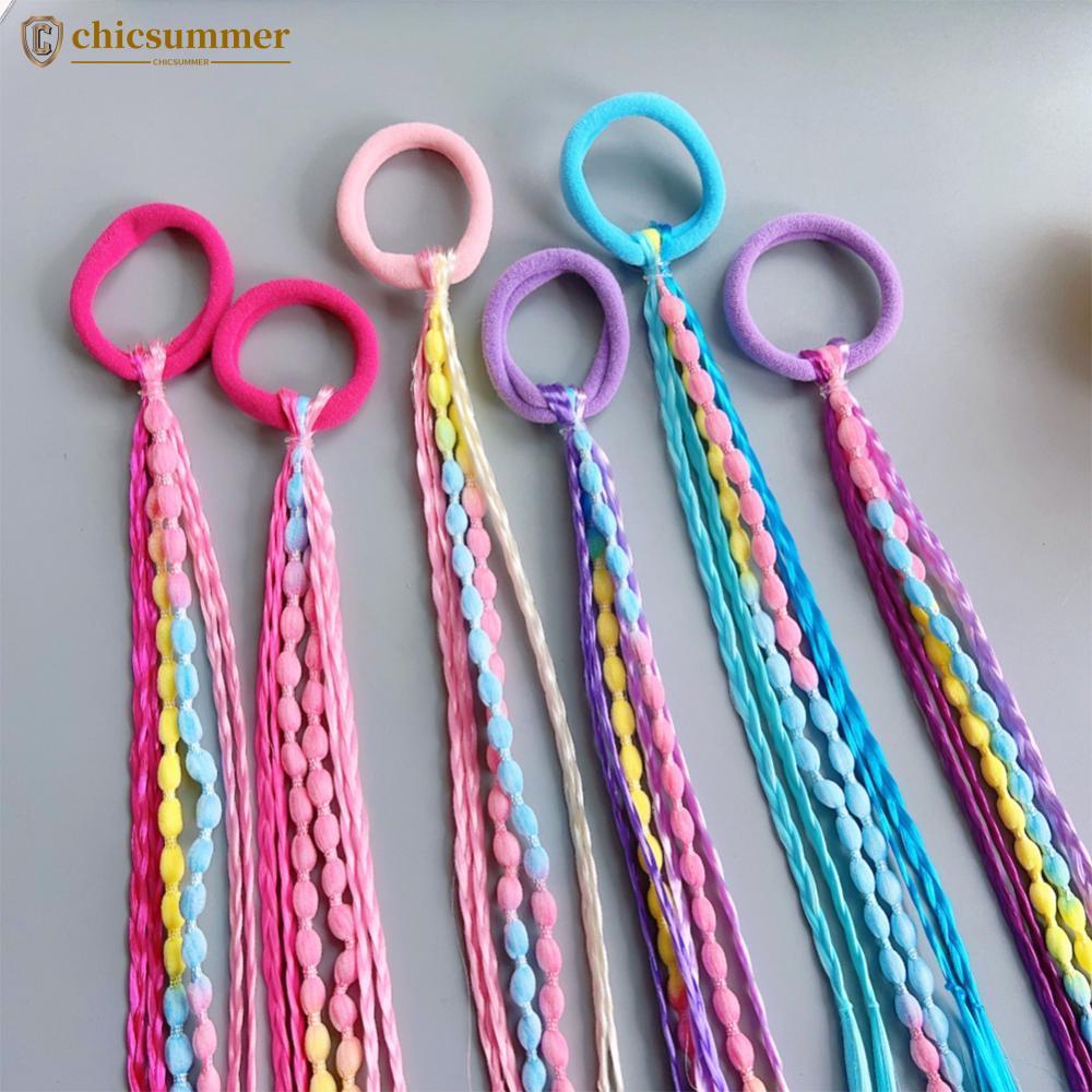 CHICSUMMER Colorido Elástico Laços De Cabelo Faixa Com Peruca Trança Para Crianças E Adultos Moda Doce Diário Acessórios