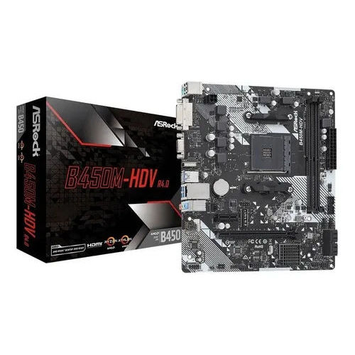 Placa-mãe AMD AM4 ASRock B450M-HDV Micro ATX HDMI/DVI-D/VGA USB 3.1 DDR4 (90-MXB9N0) - USADO