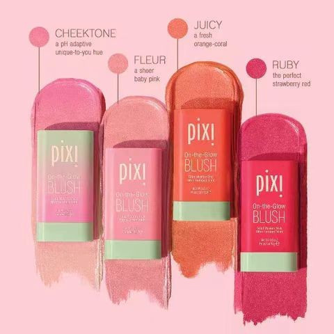 Pixi On-the-Glow Blush Contour Stick Lábios E Bochechas Dupla Finalidade Que Muda De Cor Hidratante Natural Para Creme D