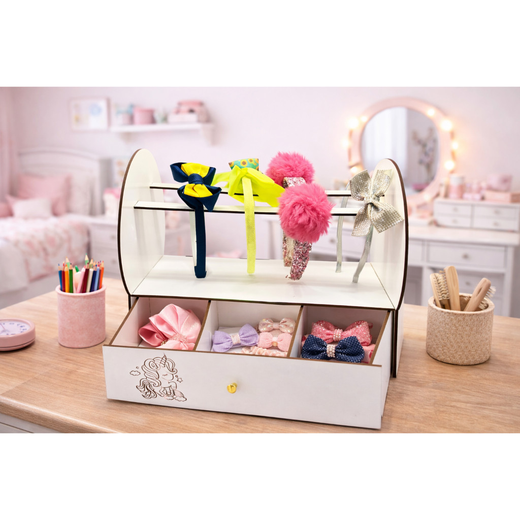 Porta Laço Organizador de Laço Tiara Acessórios Infantil em Mdf
