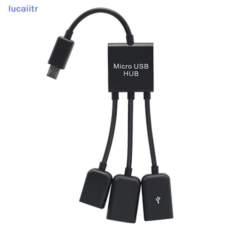lucaiitr 3 Em 1 Micro USB OTG Cabo Adaptador Macho Para Fêmea Hub Smartphone Computador Tablet 3 Portas BR