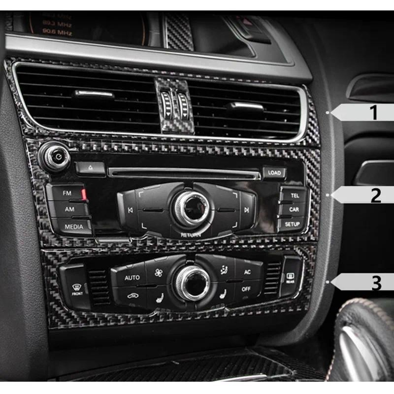 Fibra De Carbono Controle Interior CD Painel Capa Guarnição Para Audi A4 B8 A5 2009-2015 Ar Condicionado Tomada Quadro D
