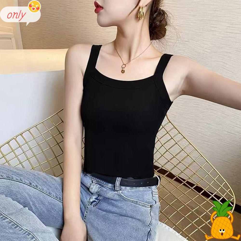ONLYGOODS Regatas De Verão , Camisolas Slim Cami Top Shirt , Roupa Íntima Sem Mangas Com Suspensório