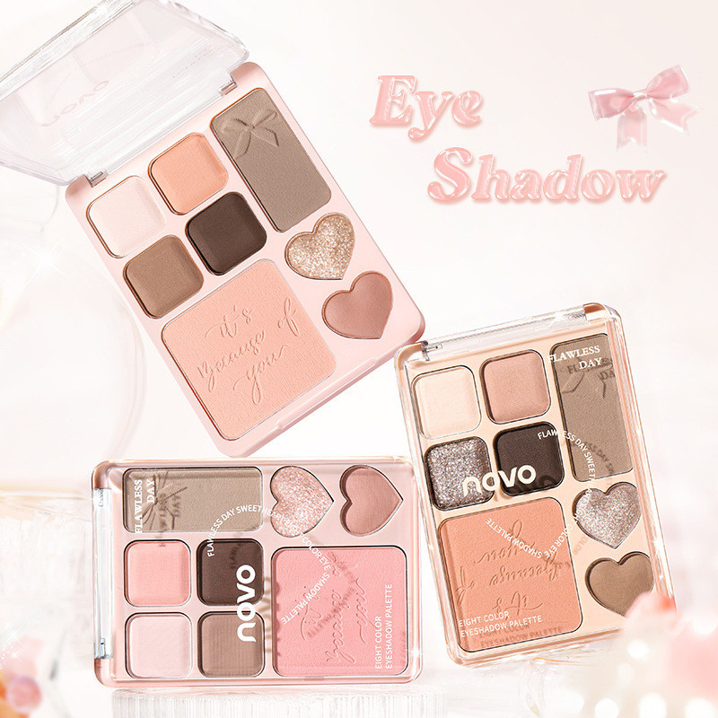 Novo lazer dia querida oito cores paleta de sombras luz diária maquiagem terra cor brilho destacando contorno Blush somb
