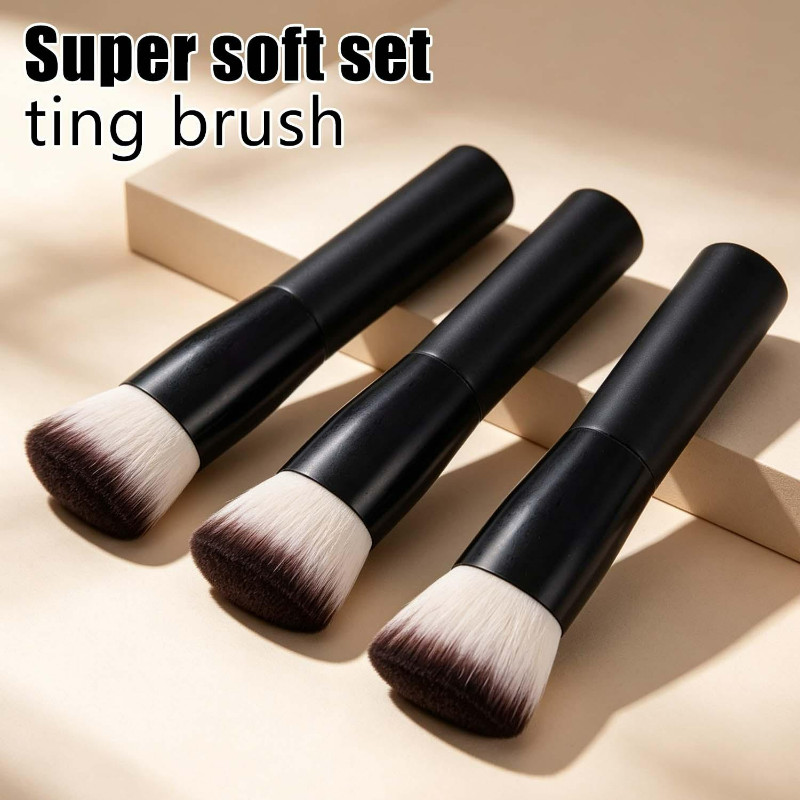 Pincel De Pó De Topo Plano 2/1 Unidade-Cerdas Macias E Fofas-Blush De Cabeça Chata Base Solto-Ferramenta De Beleza-Para
