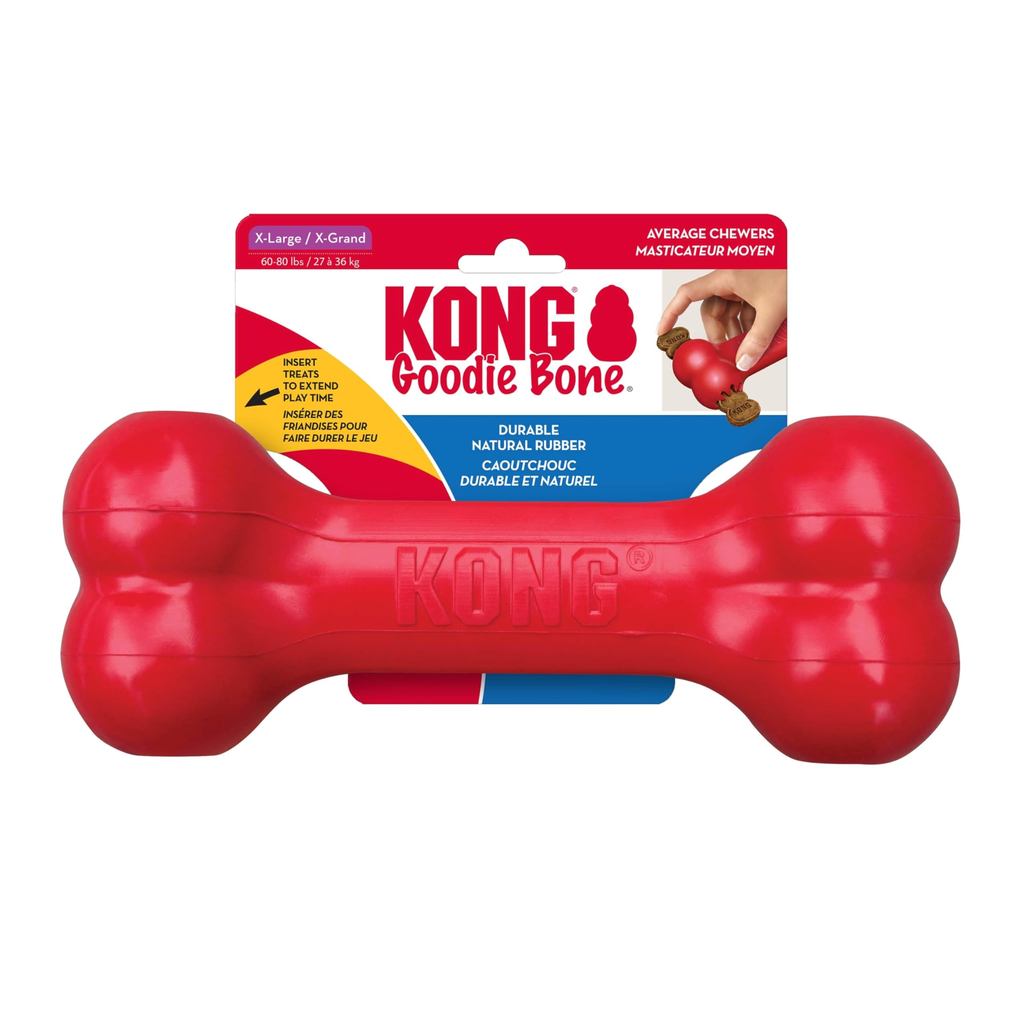 KONG Goodie Bone XL - Osso De Borracha Natural Brinquedo Interativo Recheável Para Cães 