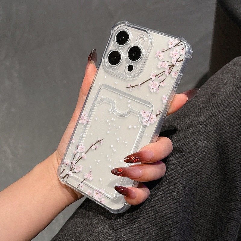 Capa sakura transparente com cartão Anti-impacto Para Redmi K80 PRO A5 14C Nota 