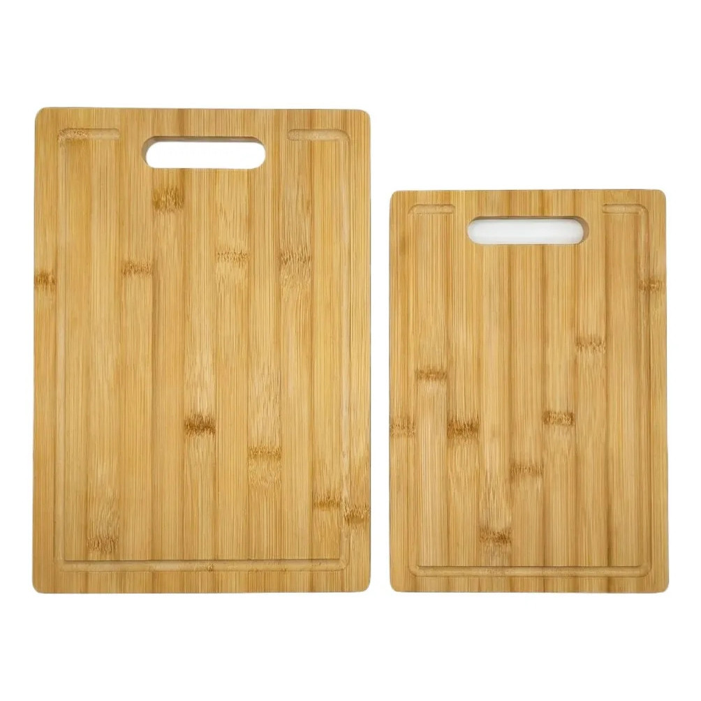 Kit Tábua De Corte Bambu 2 Ou 1 Carne Legumes Madeira Resistente