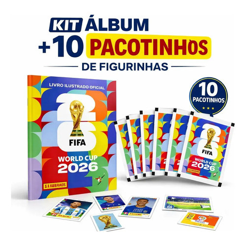 Álbum Copa Do Mundo 2026 + 70 Figurinhas Capa Mole