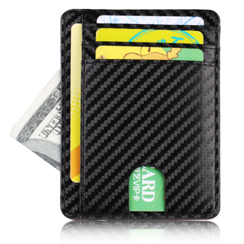 WG5O Nova Chegada Carteira de Couro Slim com Bloqueio RFID para Cartões de Crédito Masculina, Mini Carteira de Negócios 
