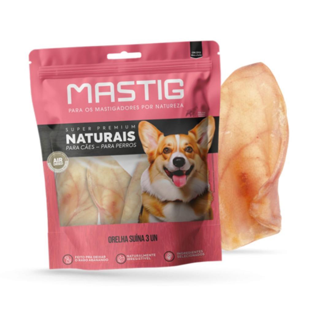 Mordedor Premium Natural Para Cães Mastig Orelha Suína 3 Un