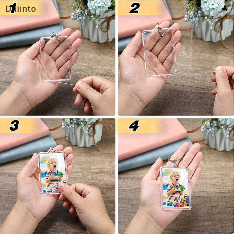 [Dhiint] 5 Peças Porta-Retratos Em Branco Chaveiro Acrílico Transparente Inserção Foto Dividida Chave Pingente Faça Você