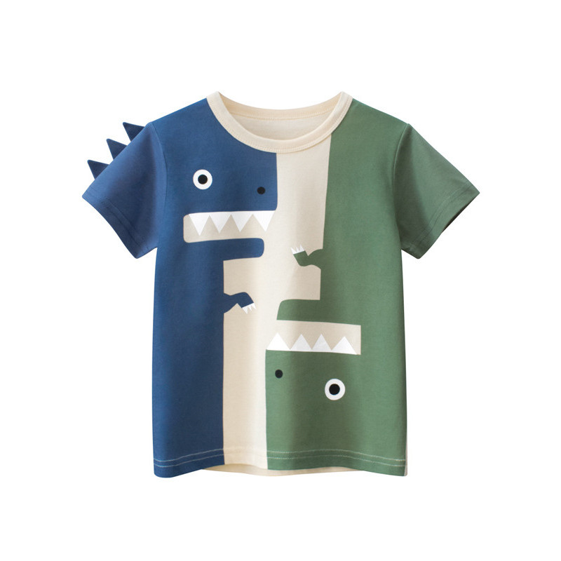 27 crianças marca roupas infantis verão 2026 coreano crianças de manga curta camiseta dos desenhos animados dinossauro b