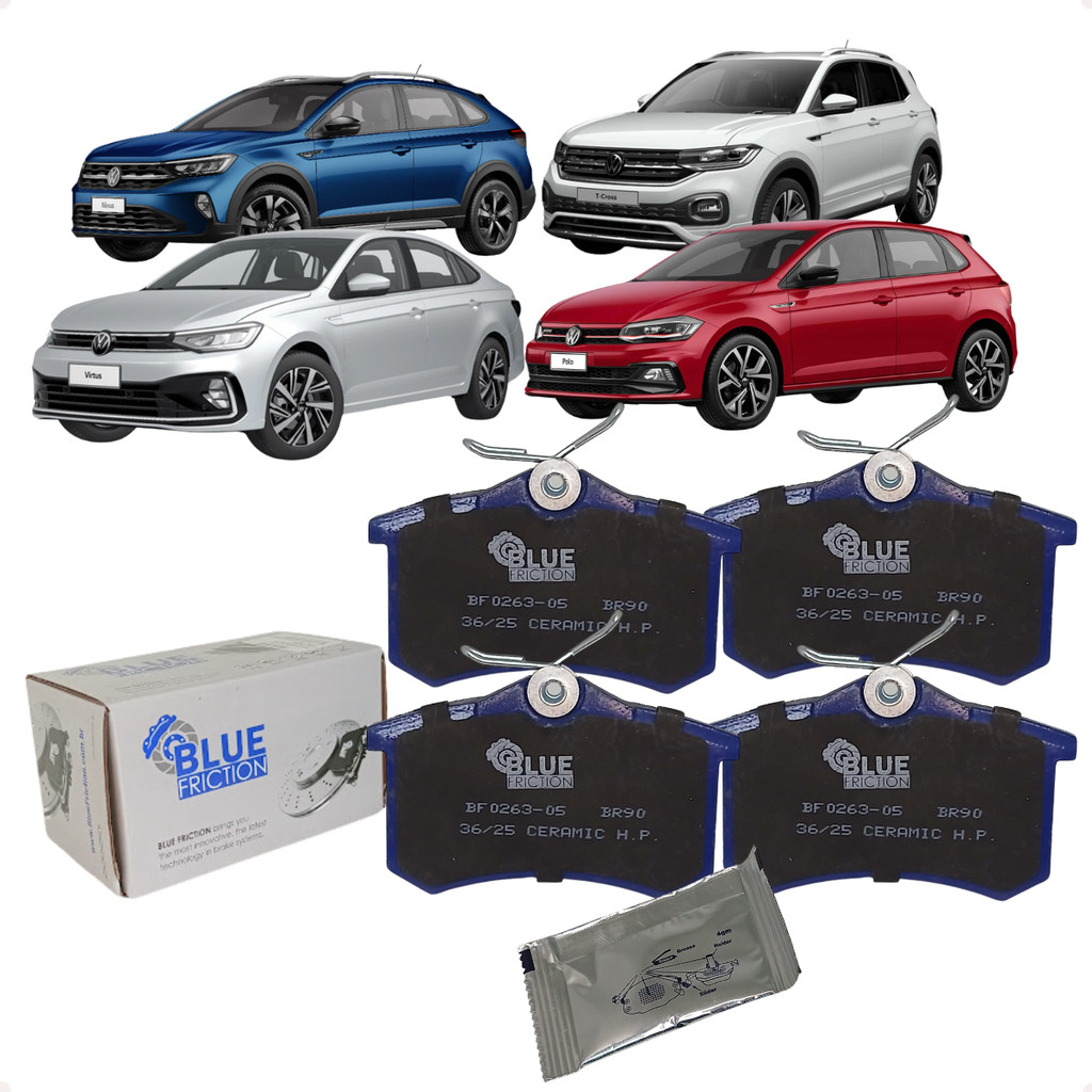 Pastilhas Freio Traseira Cerâmica Com Antirruído Polo Nivus T-Cross Virtus Tera 1.0 1.4 TSi Flex